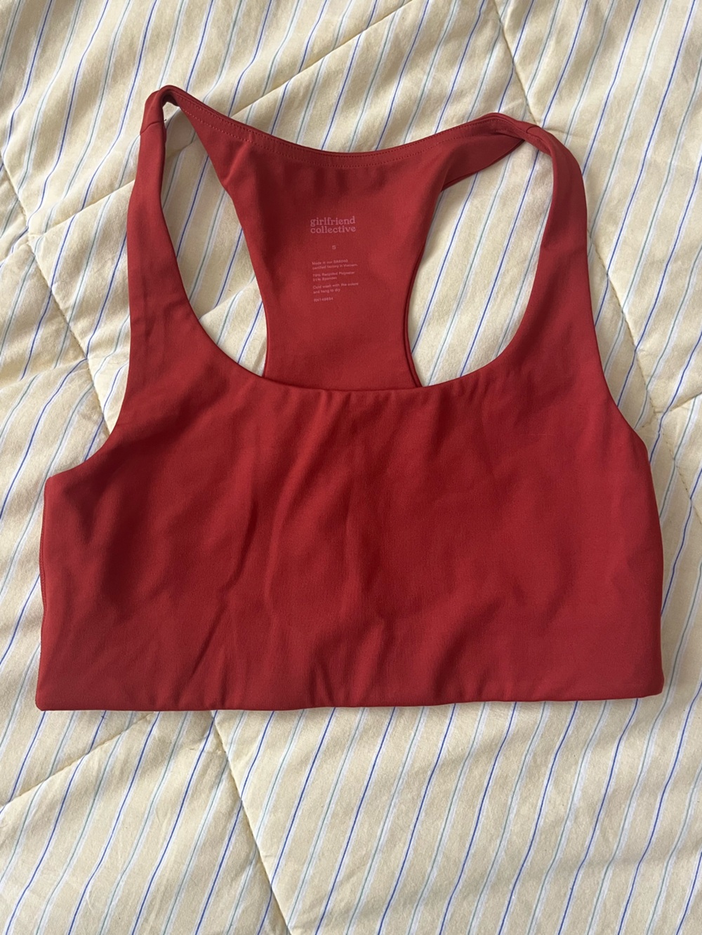 girlfriend collective PALOMA Racerback Sports Bra in RED OCHRE